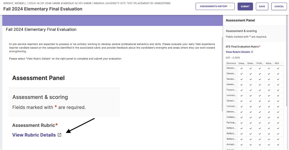 student evaluation form