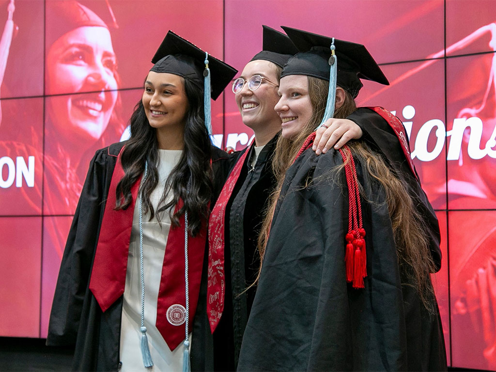 Graduates posing for a photo at the Spring 2025 Convocation ceremony