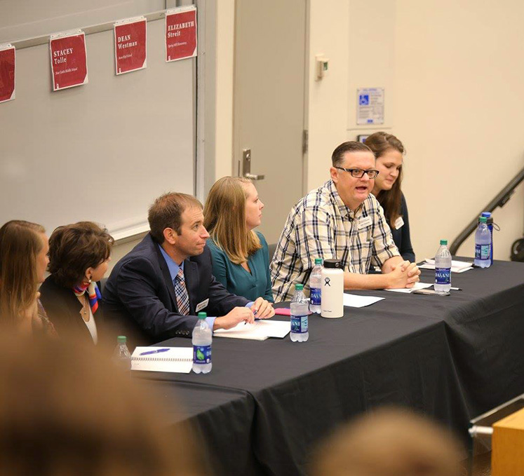 Armstrong educator Dean Westman shares advice to future teachers during the panel discussion