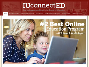 The home page for IUConnectEd (http://iuconnected.iu.edu/), the IU School of Education's online home.