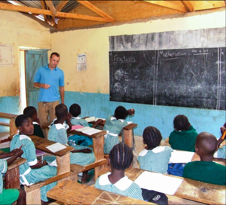Then-IU student Jordan Leeper leads a class in Kenya in 2007. Photo by Laura Stachowski, director of Cultural Immersion Projects in the IU School of Education.