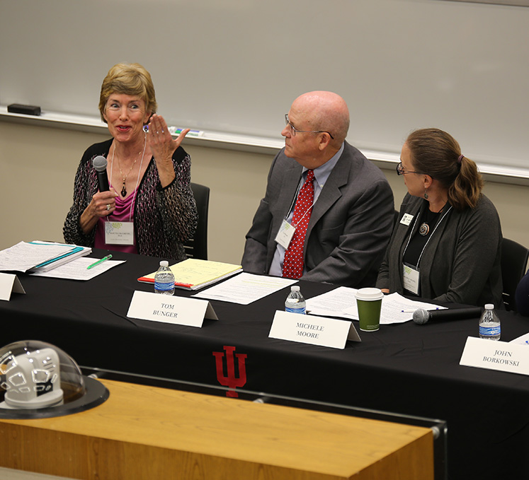 Martha McCarthy speaks during the opening panel discussion