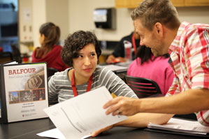 A Balfour Scholar receives instruction during one of the many sessions as part of the summer academy.
