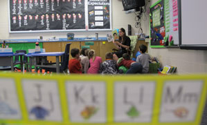 Danya Greenberg, BS'09, teaches in her classroom in Libertyville, IL.