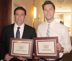 Outstanding Future Teacher honorees (L-R) Christopher Blackburn and Steven Stepnoski. Recipients unable to attend and not pictured are Zach Dodson, Rachel Ignas, and Corey Ward.