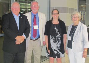 IUSAA Award recipients (L-R) Clark, ELPS Professor Gary Crow, Moore, and Zent.
