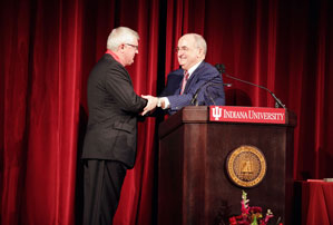 George Kuh receives the President's Medal from IU President Michael McRobbie