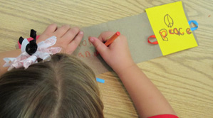 A student working on a project during the 2012 MLK Activity Day at the School of Education.